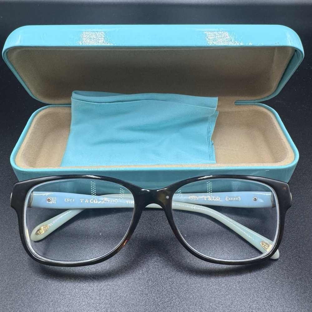 Tiffany TF 2084 8015 Eyeglasses Glasses Brown Tortoise on Blue 53-17-140 W/Case